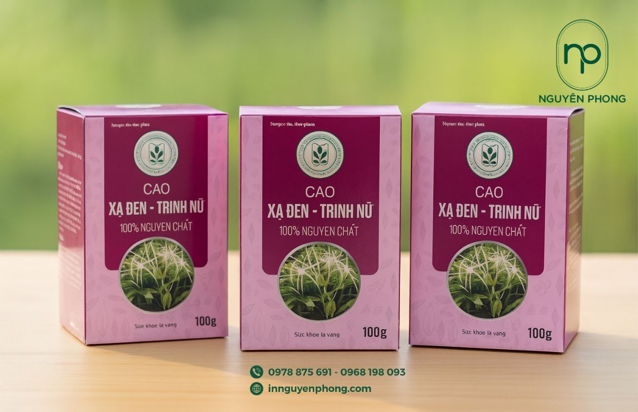 In hộp giấy đựng cao xạ đen nổi bật